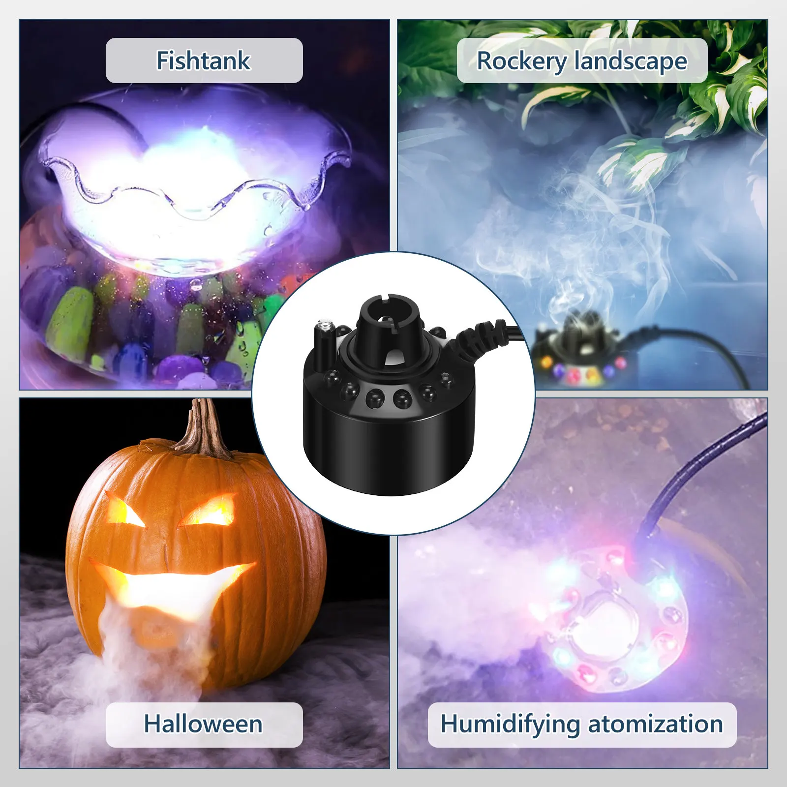 Mini Fog Machine LED Mist Maker Thick Fog Fogger for Pond Garden Landscape Water Feature Mist Maker Small Fogger