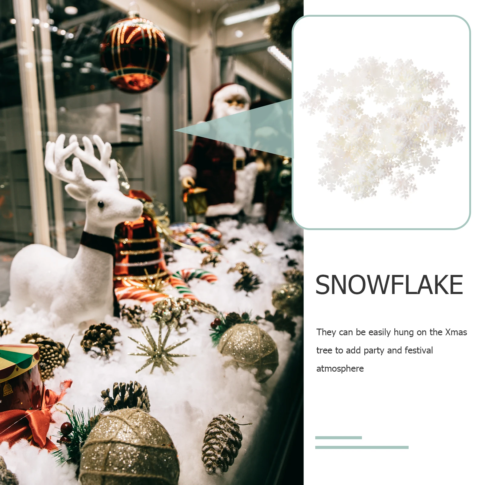 

200 Pcs Winter Plastic Snowflakes Hanging Decorations White Christmas Ornaments