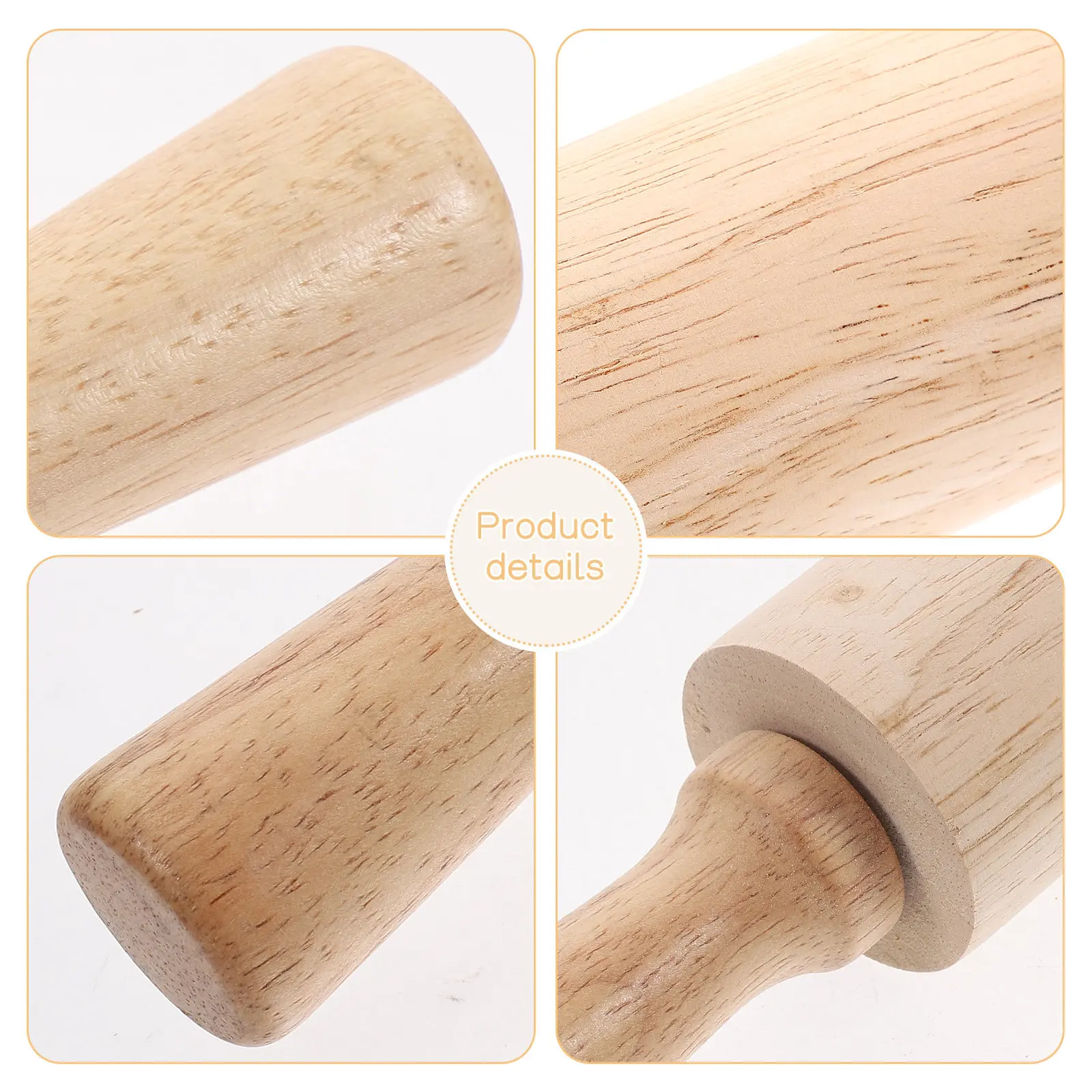1Pcs Kitchen Essential Wood Rolling Pin Non-Burr Non-Stick for Fondant Sugar Paste Biscuit Dough Jelly Pancake Pastry Noodles