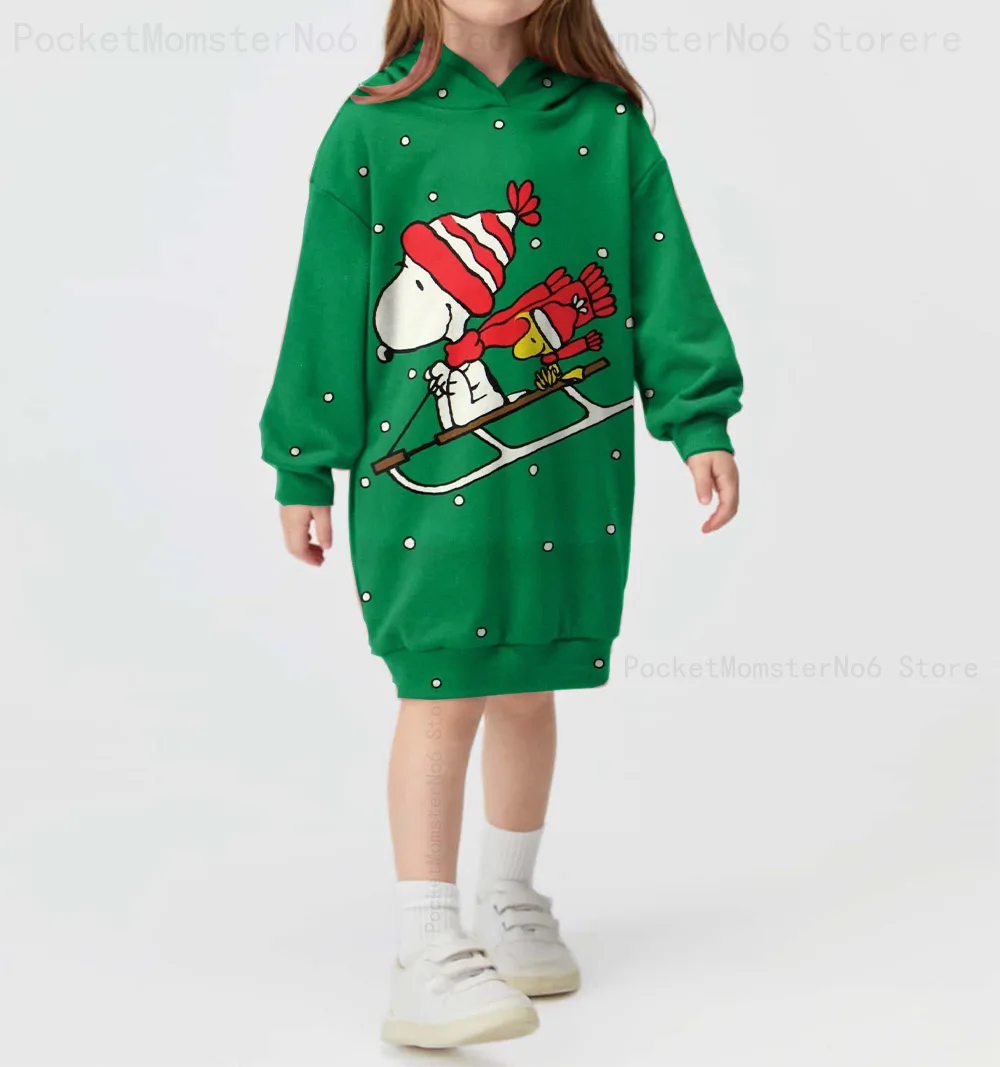 Christmas Snoopy Printed Girls Role Play Cute Sweet Hoodie Dress New Fashion Comfortable Autumn and Winter Hoodie