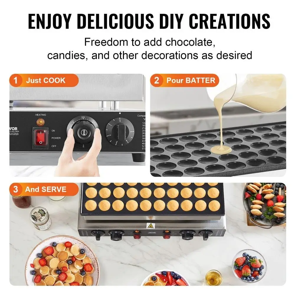 Mini 43mm Dutch Pancake Maker 50PCS Commercial Dorayaki Baker 1700W Electric Kitchen Gadget