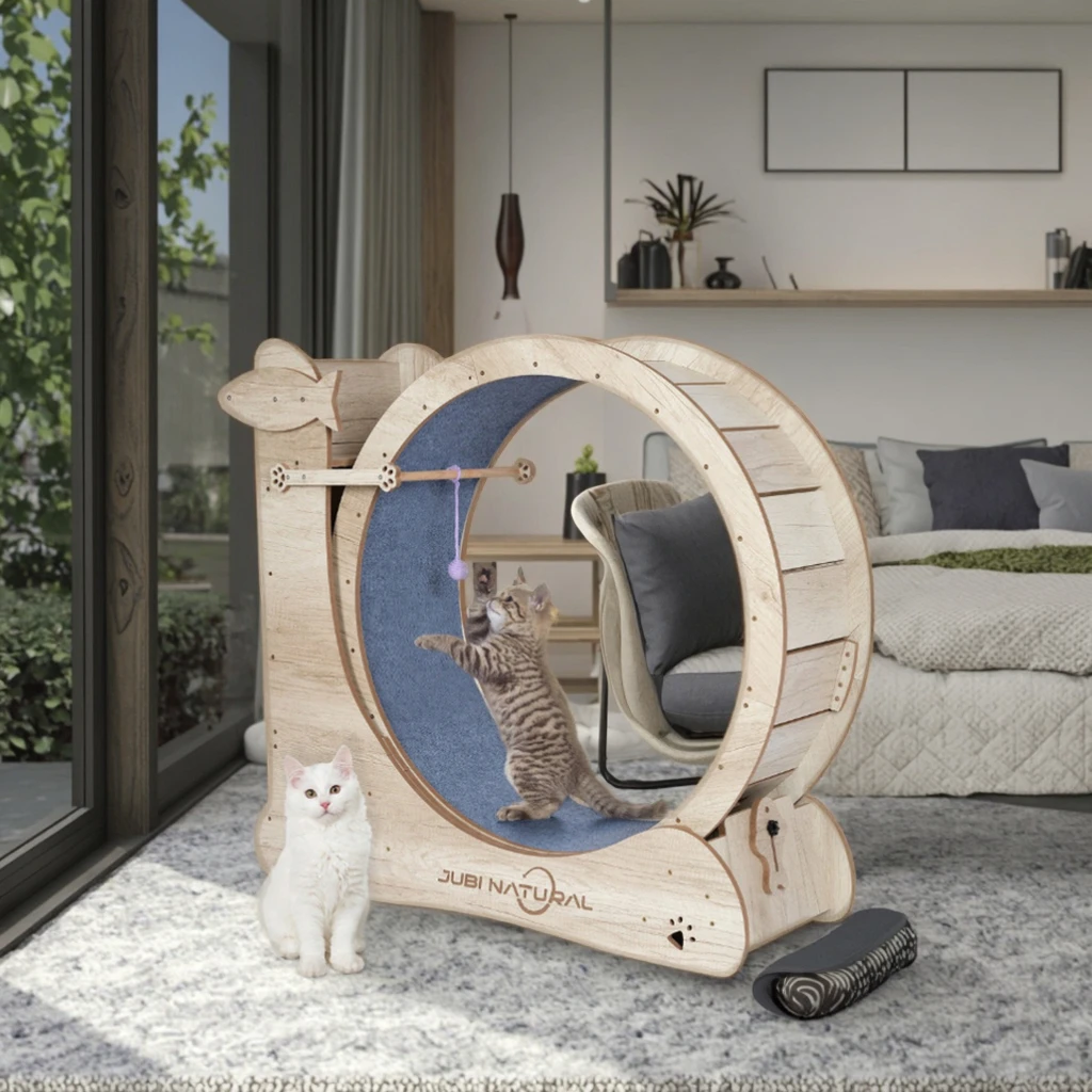 

Малошумное рабочее колесо для упражнений для кошек с когтеточкой для квартир, беговая дорожка для домашних животных