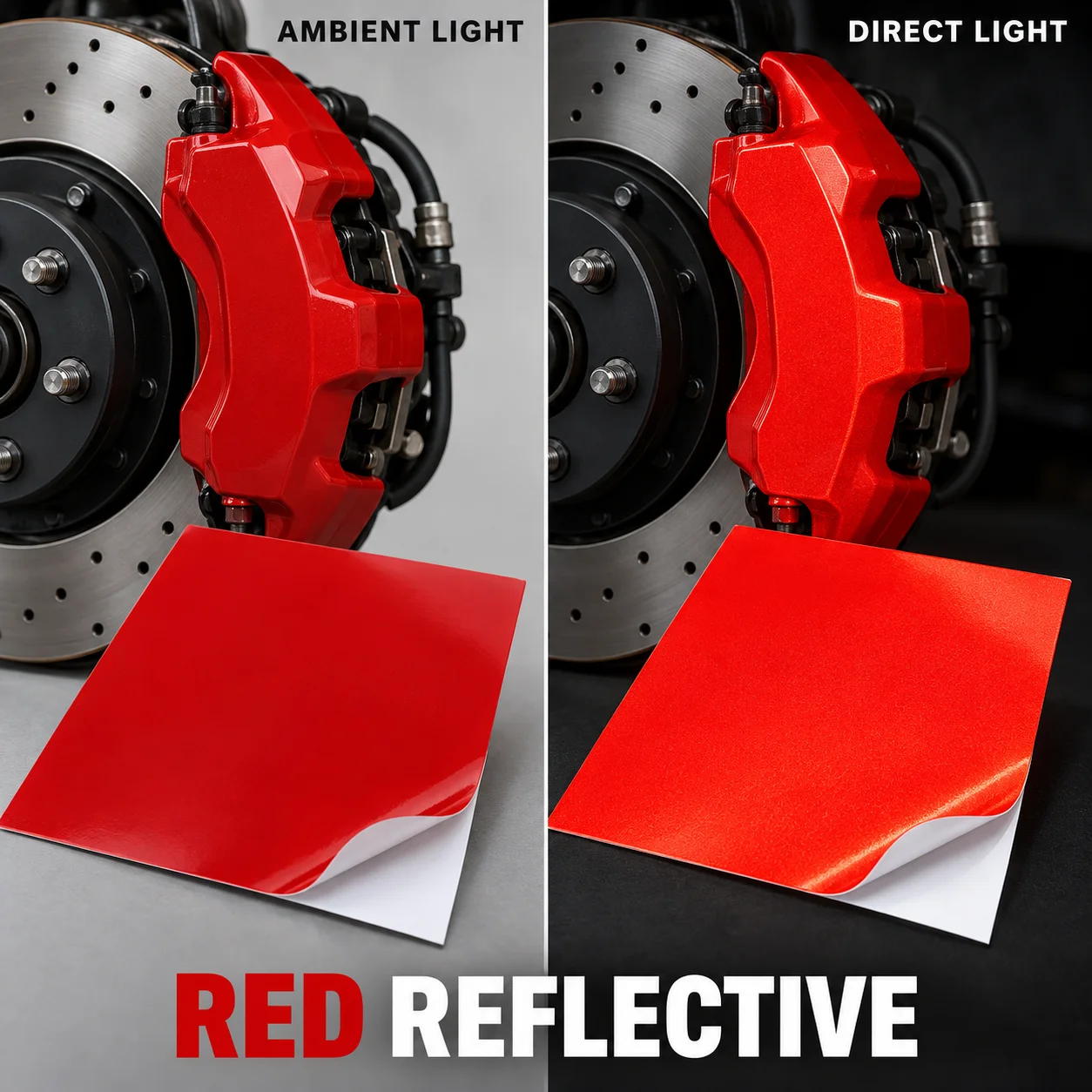 Reflective Red Caliper Wrap Film Adhesive Vinyl Sheets for Car Brake Caliper Decoration and Custom Exterior Styling