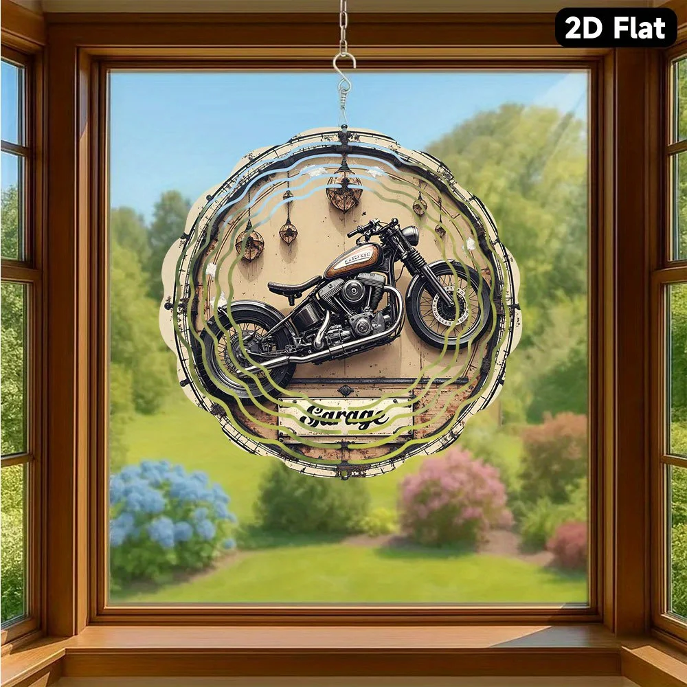 1pc 2D Flat, Metal Wind Chime, Retro Ride Magnet - Classic Vintage Motorcycle with   Home Decoration Wall Hanging