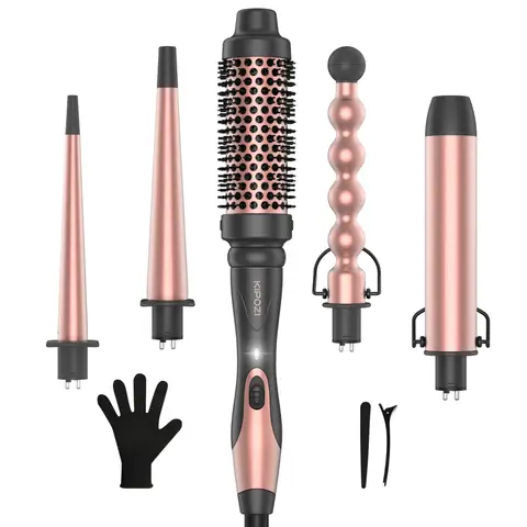 KIPOZI Professional Curling Iron 5-in-1 Hair Tools Instant Heating Electric Curling Iron Hot Air Brush Ceramic Barrels for Woman