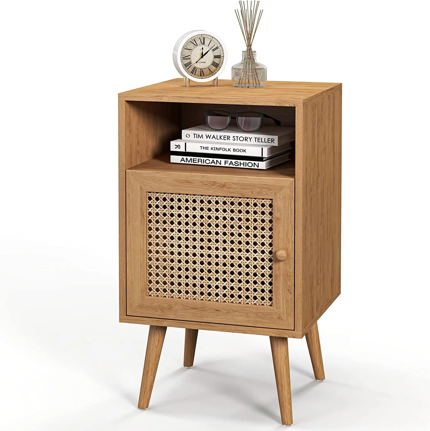 

Storage Shel Wooden Bedside Table for Boho Bedroom or Living Room
