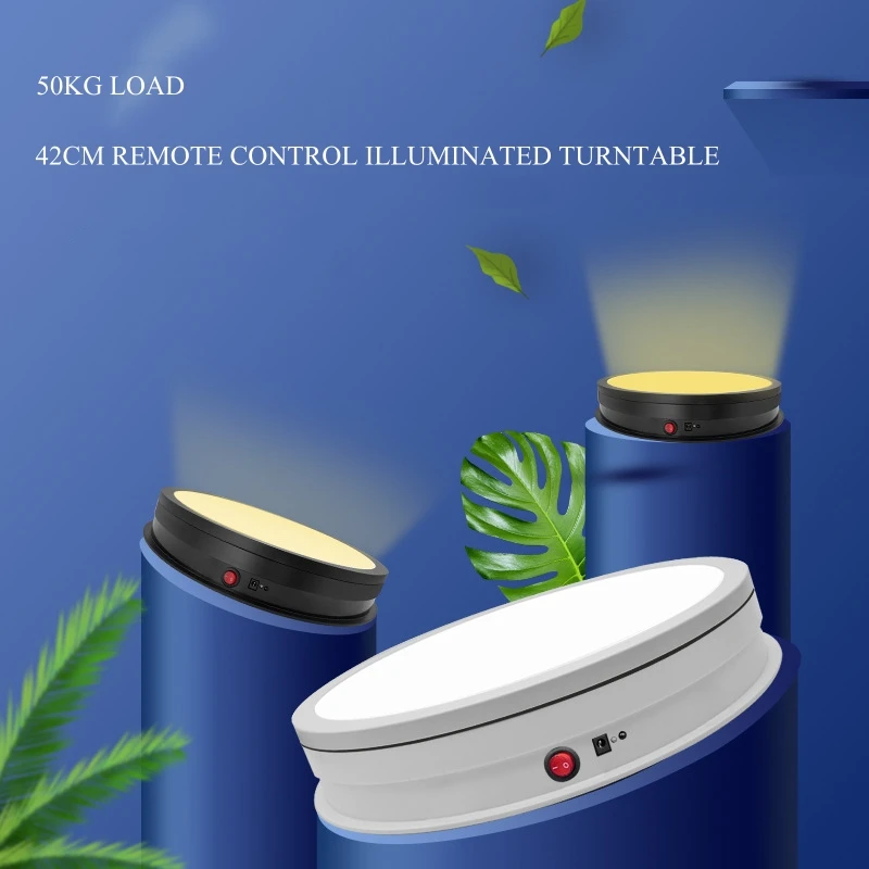 New 42cm Intelligent Remote Control 3 Colors Luminous Photography Display Platform Adjust Speed Electric Automatic Rotating Disc