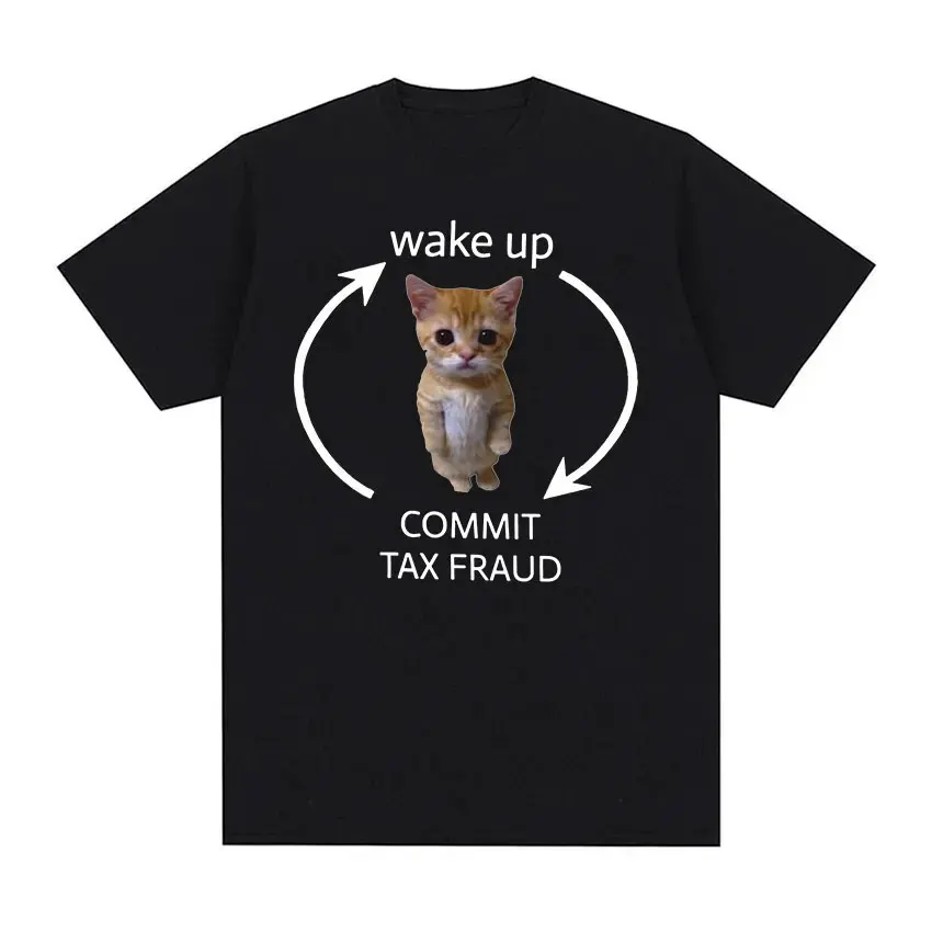 Wake Up Act Silly Meme Graphic T Shirt Funny Cute Cat Print Short Sleeve T-shirt Men Women Casual 100% Cotton Oversized T Shirts