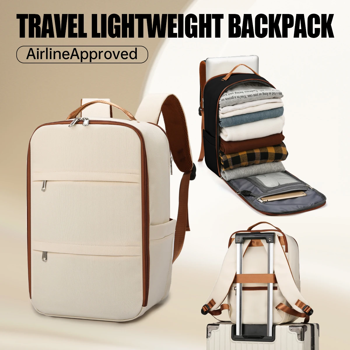 Large-Capacity Travel Backpack, Commuter Backpack for Women, Lightweight Travel Backpack, School Bag, Computer Bag, Mountaineering Bag, Low-Cost Airline Carry-On Bag, Business Trip Abroad, Conference