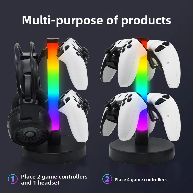 RGB gaming controller stand, headphone stand, ambient lighting, gaming pickup rhythm light desk lamp, night light view 4
