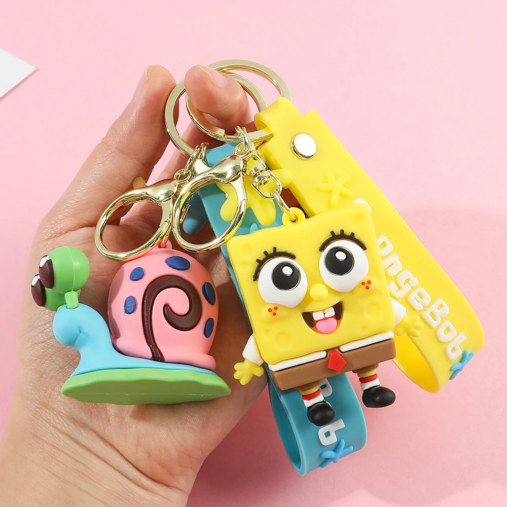 Wicked Spongebob Squarepants Cute Anime Keychain Doll Patrick Star Car Key Ring Backpack Pendants Accessories Gifts For Kids