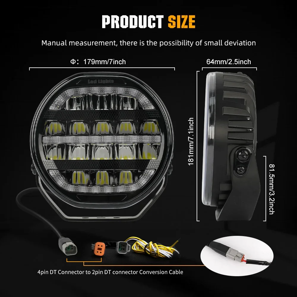 HAOLIDE 7inch Driving Light E9  Led Work Light 6000k 3500k DRL With Welcome Light Driving Light for FH Aero Wrangleroff-road use