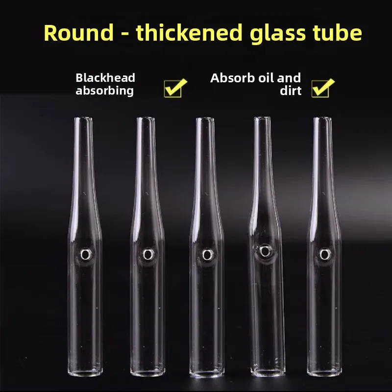 Small bubble beauty suction blackhead glass tube instrument accessories suction oil tube suction round glass straw head