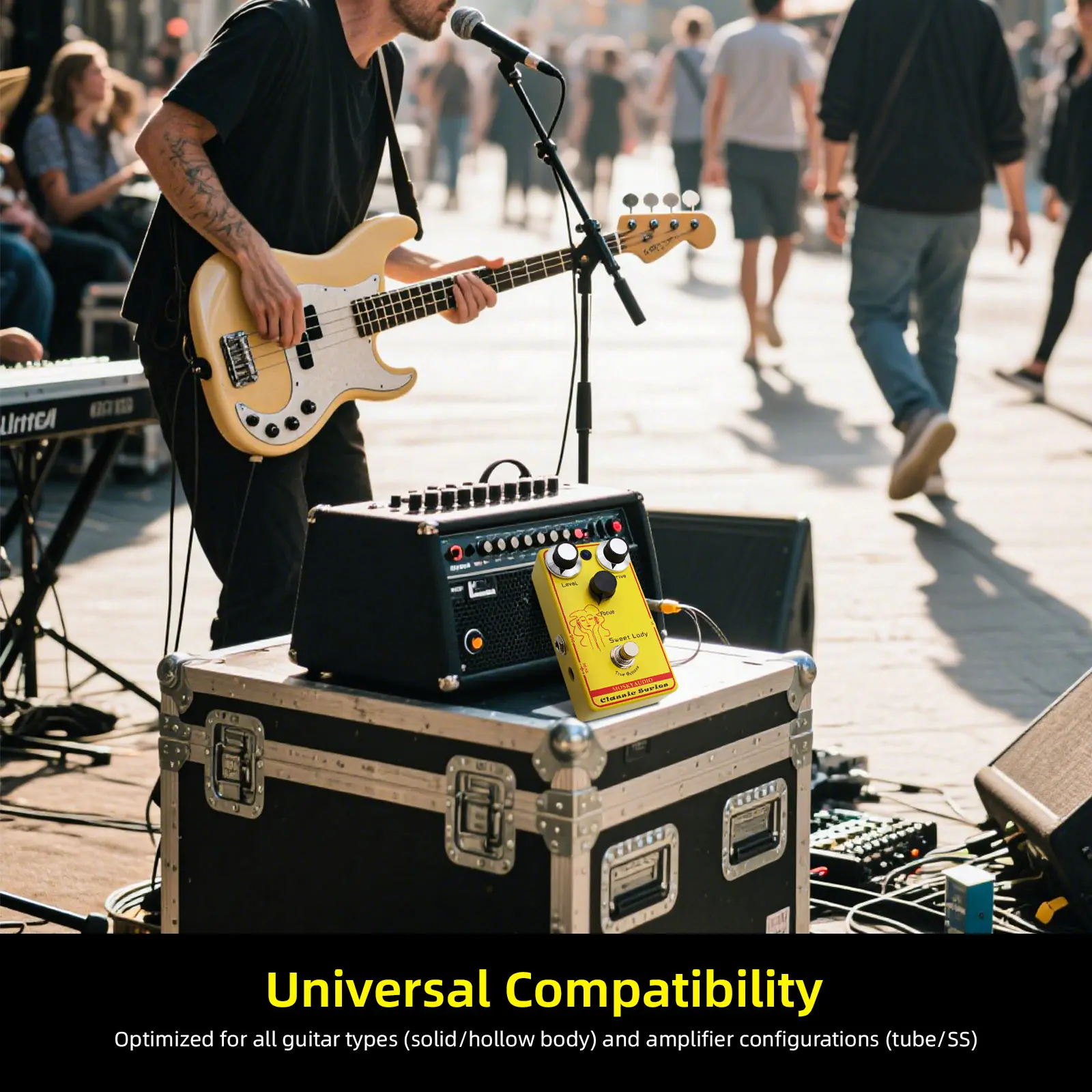 محرك الجيتار/التركيز/التحكم في المستوى MOSKYAUDIO SWEET LADY Overdrive تأثير دواسة اللمس الحساسة منخفضة الكسب Overdrive دواسة