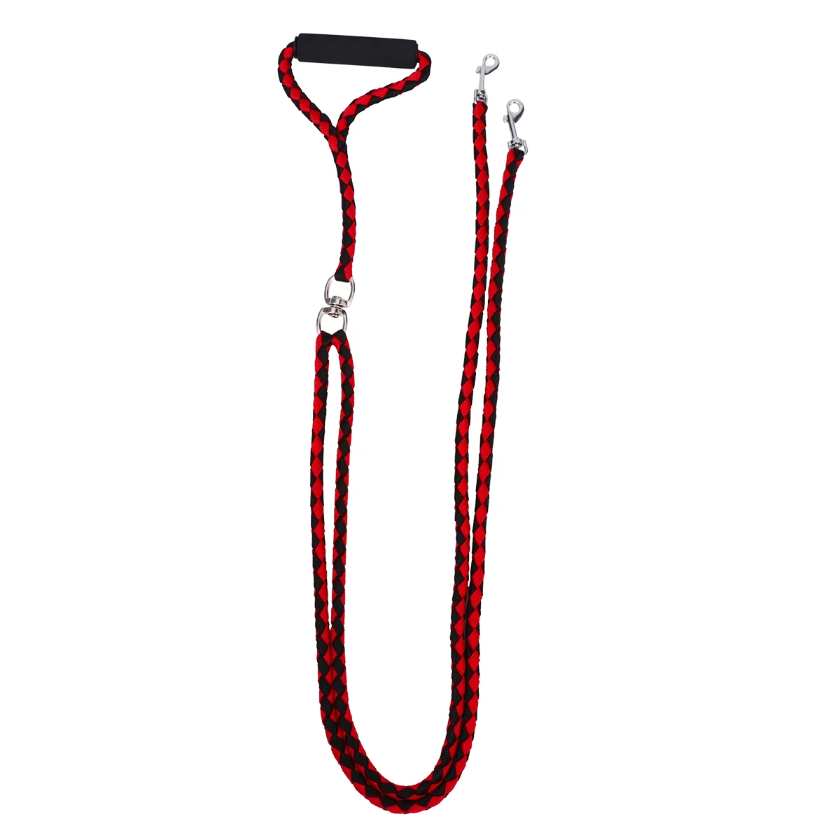 

1pc Pet Dog Woven Collar Lead Rope Double-Headed Hand Braid Rope Outdoor Lead Dog Leash for Pet (Black+ Red,Size 145x15x3cm)