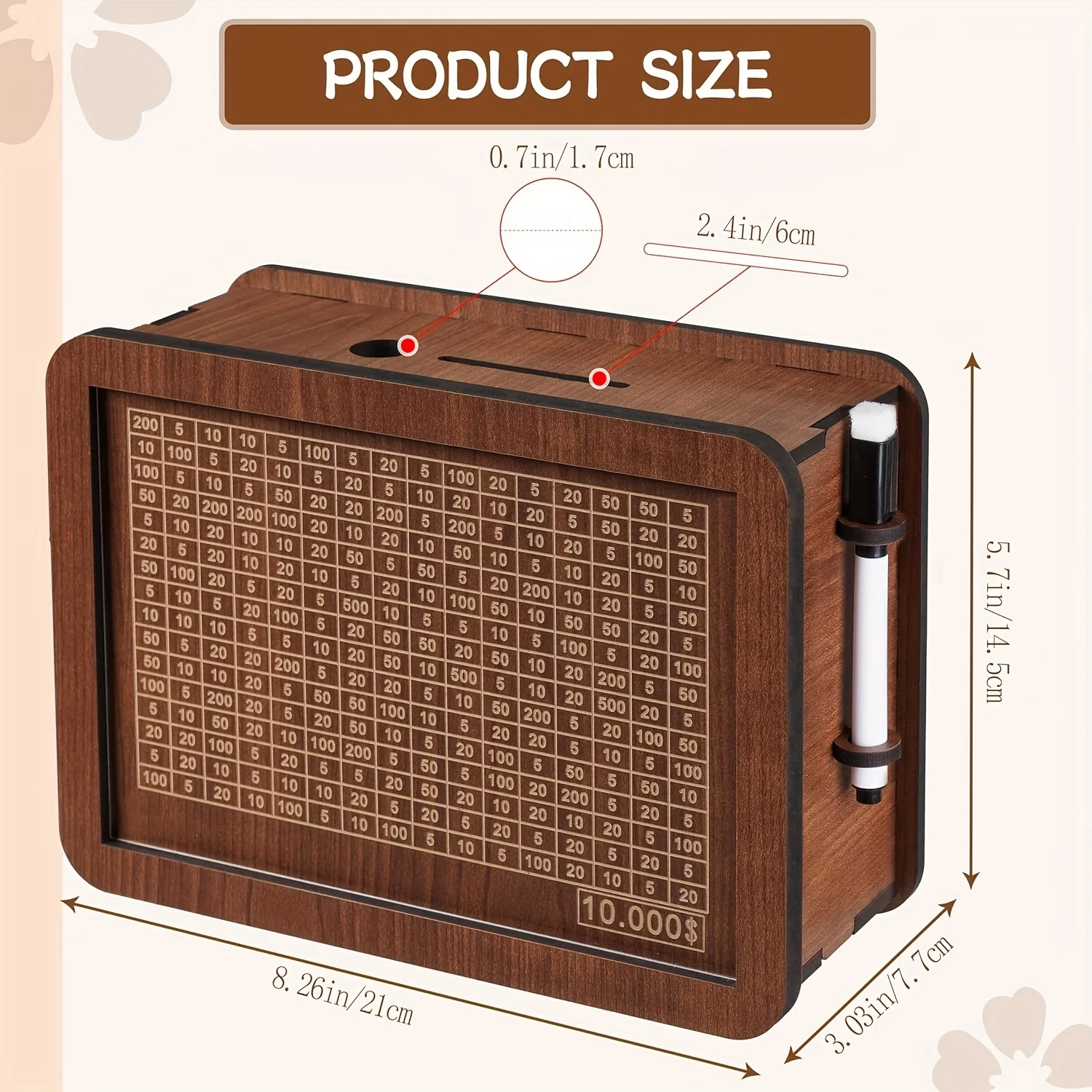 Caja de Ahorros de Madera con Objetivo de Ahorro y Números, Hucha para Adultos, Caja de Ahorro de Efectivo, Hucha para Adultos, Halloween, Navidad