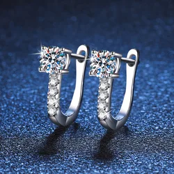18K platinum diamond classic U-shaped earrings with PT950 Platinum quality 1 carat D color moissanite stud earrings