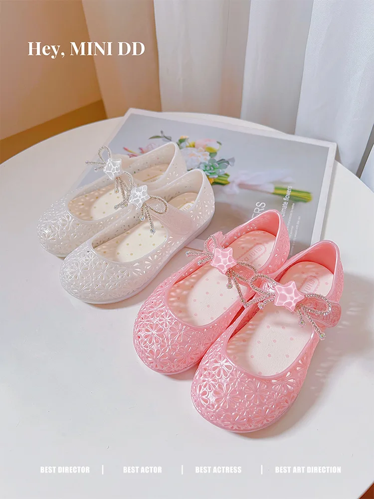 Summer 2026 New Girls' Sandals Kids Crystal Shoes Children's Soft Soled Non-slip Jelly Shoes Korean Style Breathable Baby Shoes