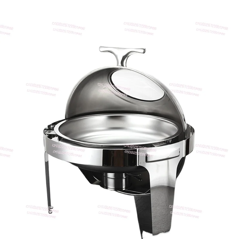 

Round Thickened Stainless Steel Buffet Stove Visual Transparent Flip Hotel Tableware Breakfast Alcohol Heating Buffet Stove