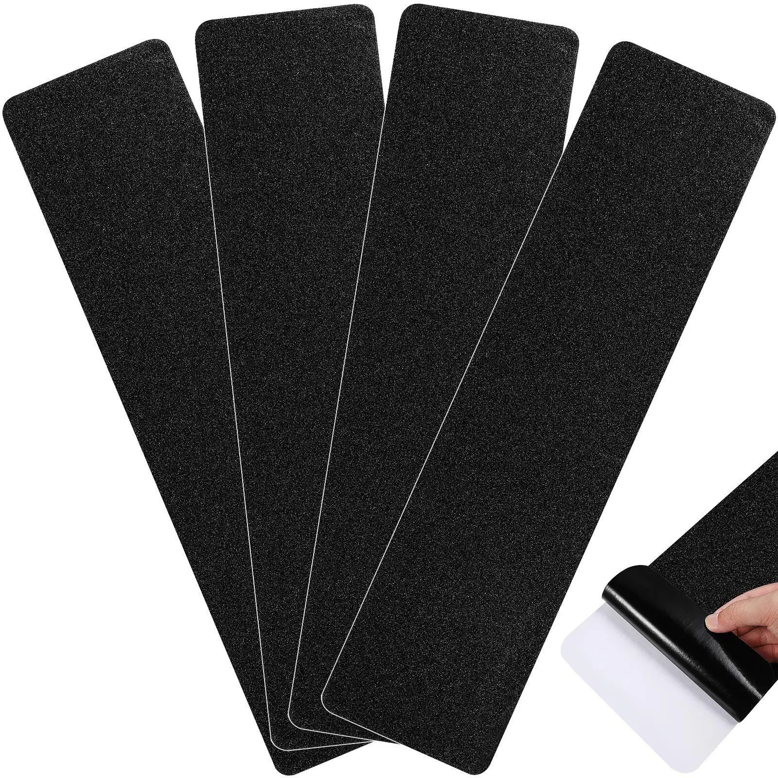 

4 Pcs Black PVC Non Skid Grip Tape for Stairs Nonslip Outdoor Stair Treads Steps Waterproof Anti Skid Travel Safety