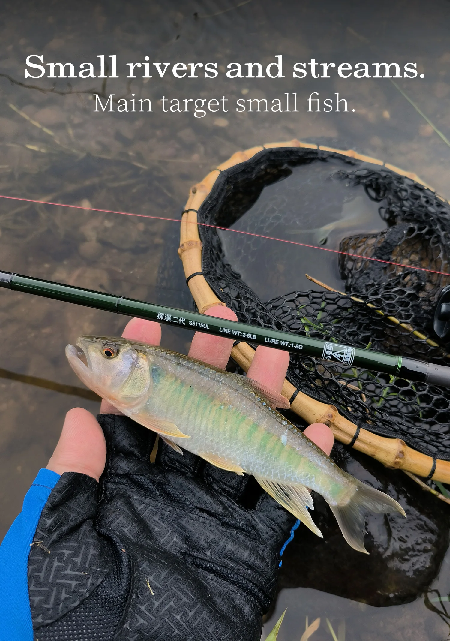 TSURINOYA INTRUDER 1,6/1,68/1,8/1,98m 5-teilige tragbare Spinn- und Casting-Angelrute für Forelle, Barsch, Bergbäche, packbare Rute – Detail 14