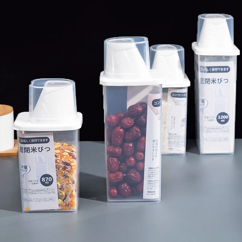 Kitchen Food Container Sealed Crisper Grains Tank Storage Kitchen Sorting Rice Storage Box Container Plastic Transparent Bottles