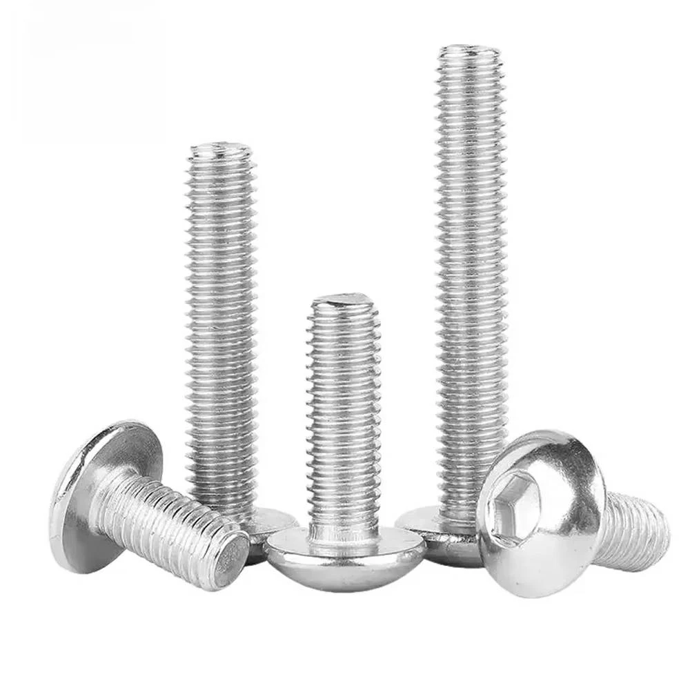 M5 ~ M12(8 ~ 100mm) 304 acier inoxydable bouton à six pans creux boulon à vis à tête ronde