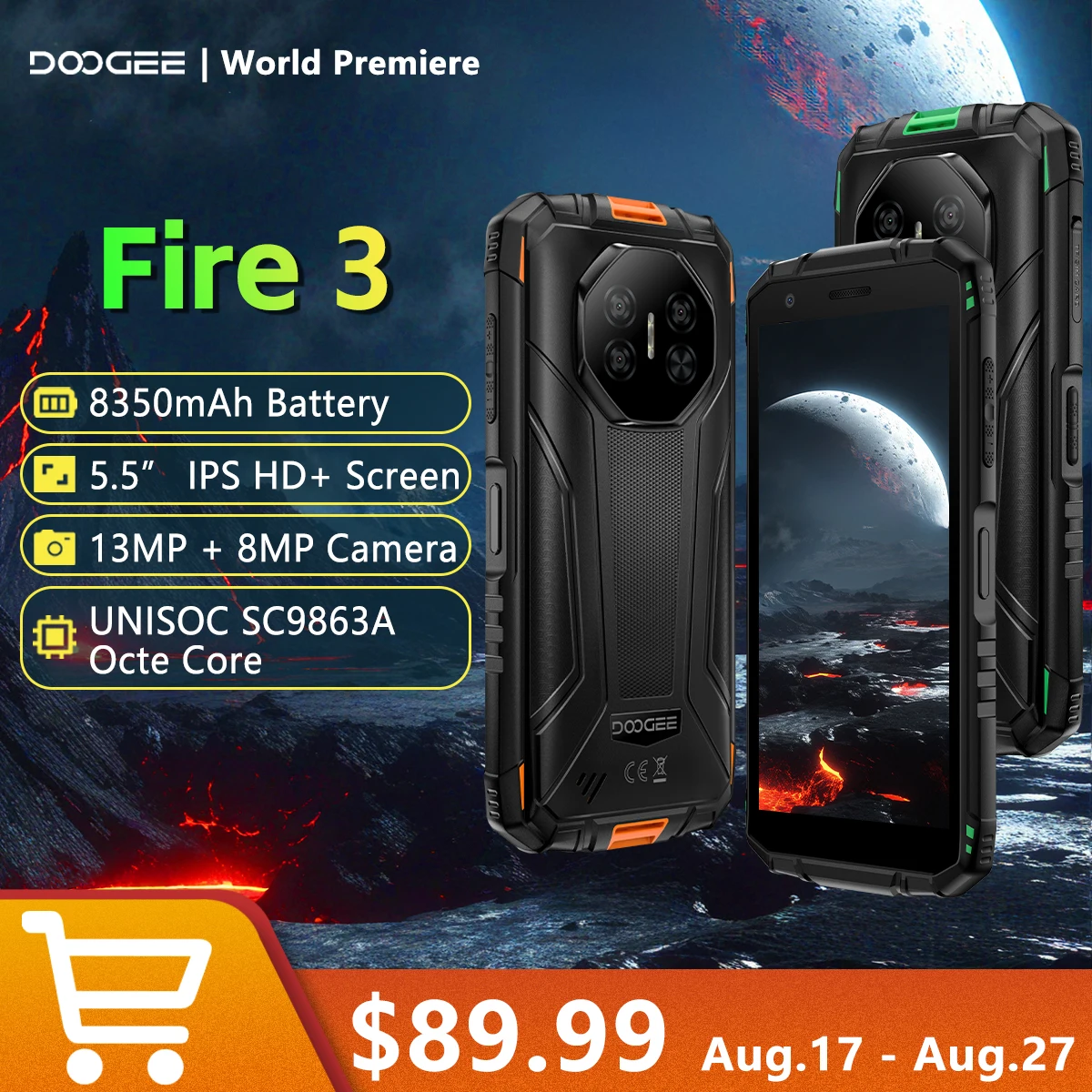 【World Primiere】Doogee Fire 3 Rugged Phone 12GB+64GB 8350mAh Battery 5.5