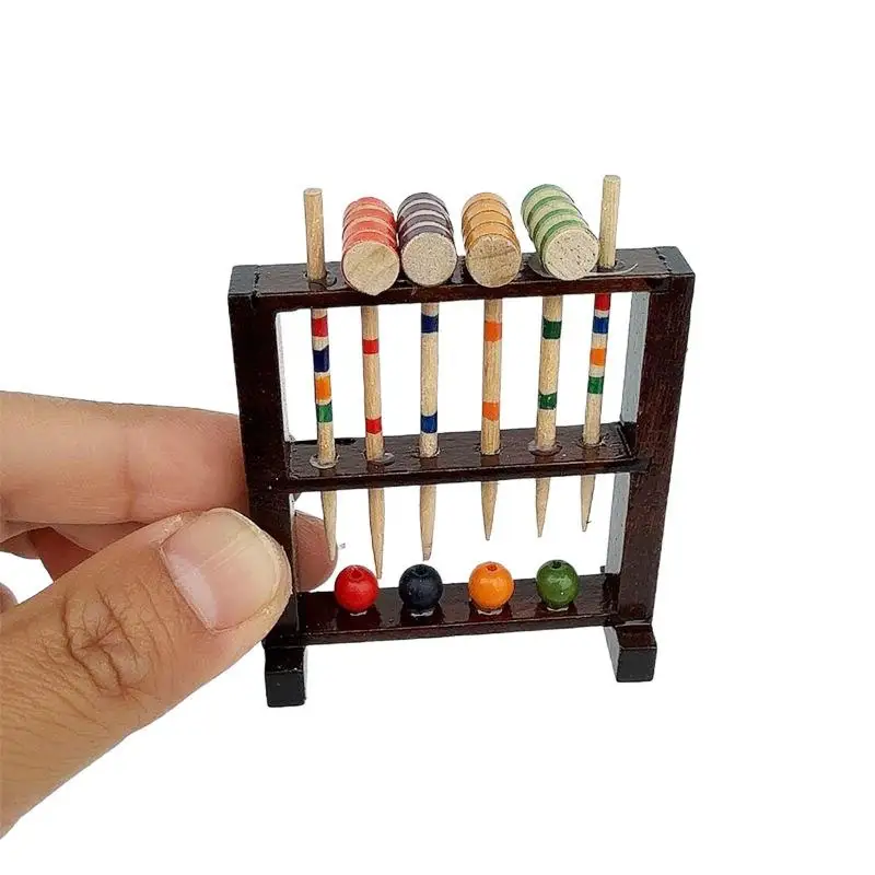 1/12 Dollhouse Simulation Wooden Croquet Stand Doll Home Outdoor Game Ornaments Dolls House Micro Scene Decoration Props