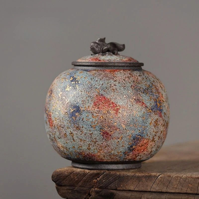 Tea can, purely handmade old rock mud waking tea can, Pu'er large creative tea storage warehouse