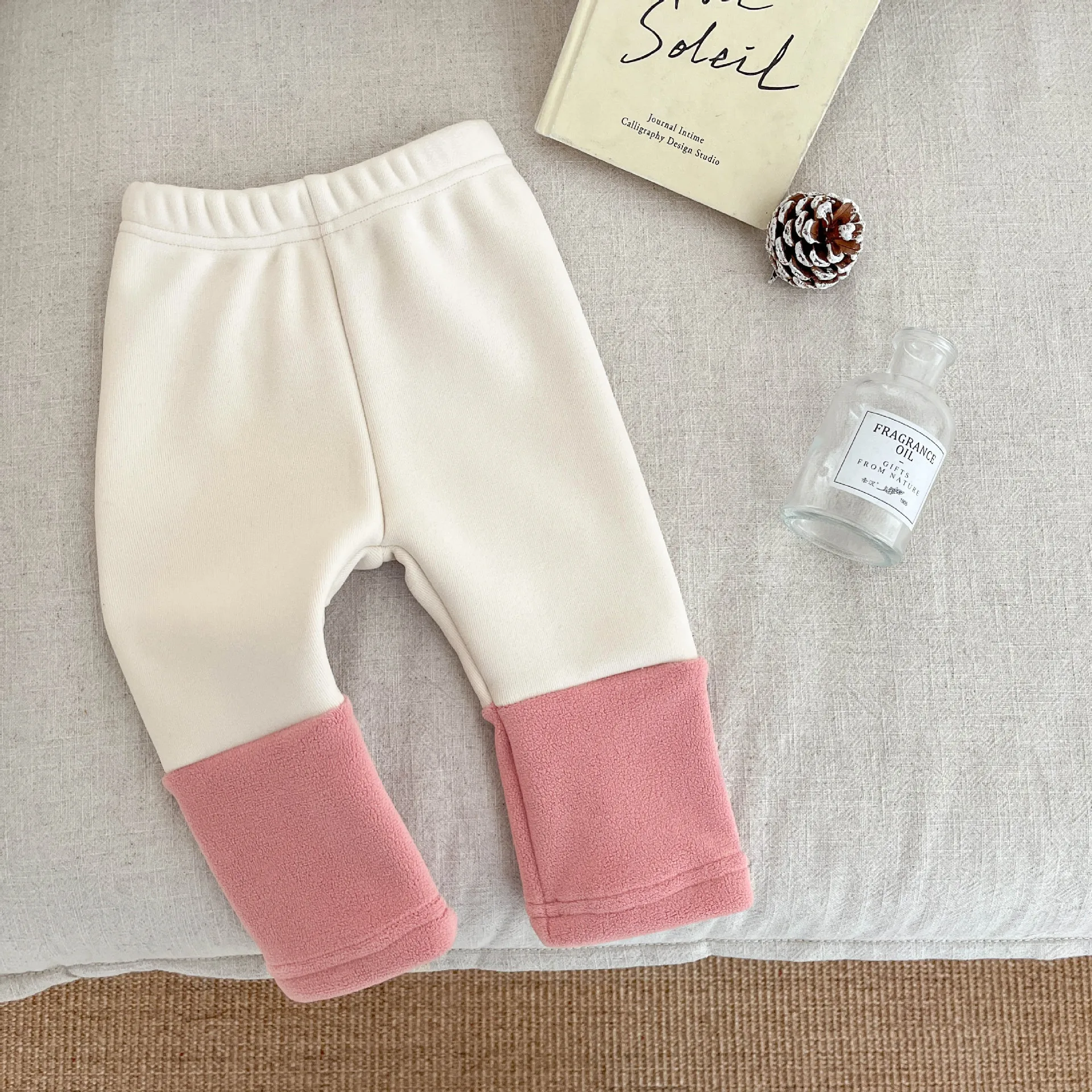 2025 شتاء جديد طفلة الصوف طماق الاطفال الفتيات المرقعة السراويل الرضع زائد المخملية سميكة مخطط طماق طفل الملابس #6