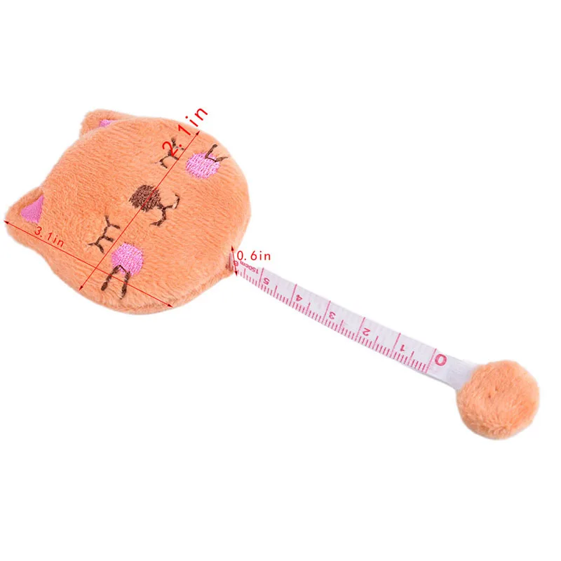 Cloth Making Tapes Cute Cartoon Plush Animals Shape 150cm 60 Inch Sewing Tool Measure Ruler Retractable Tape