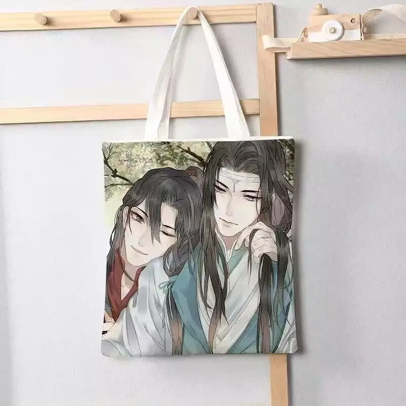 Anime Mo Dao Zu Shi Cosplay Canvas Shoulder Bag Lan Wangji Wei Wuxian Casual Shopping Bag Handbag Student Cartoon Schoolbag