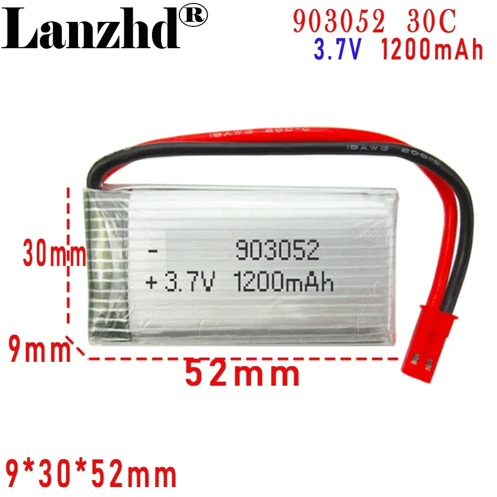 

100% NEW 903052 30C High rate polymer 3.7V lithium Battery 1200mAh For model airplane model medical device battery