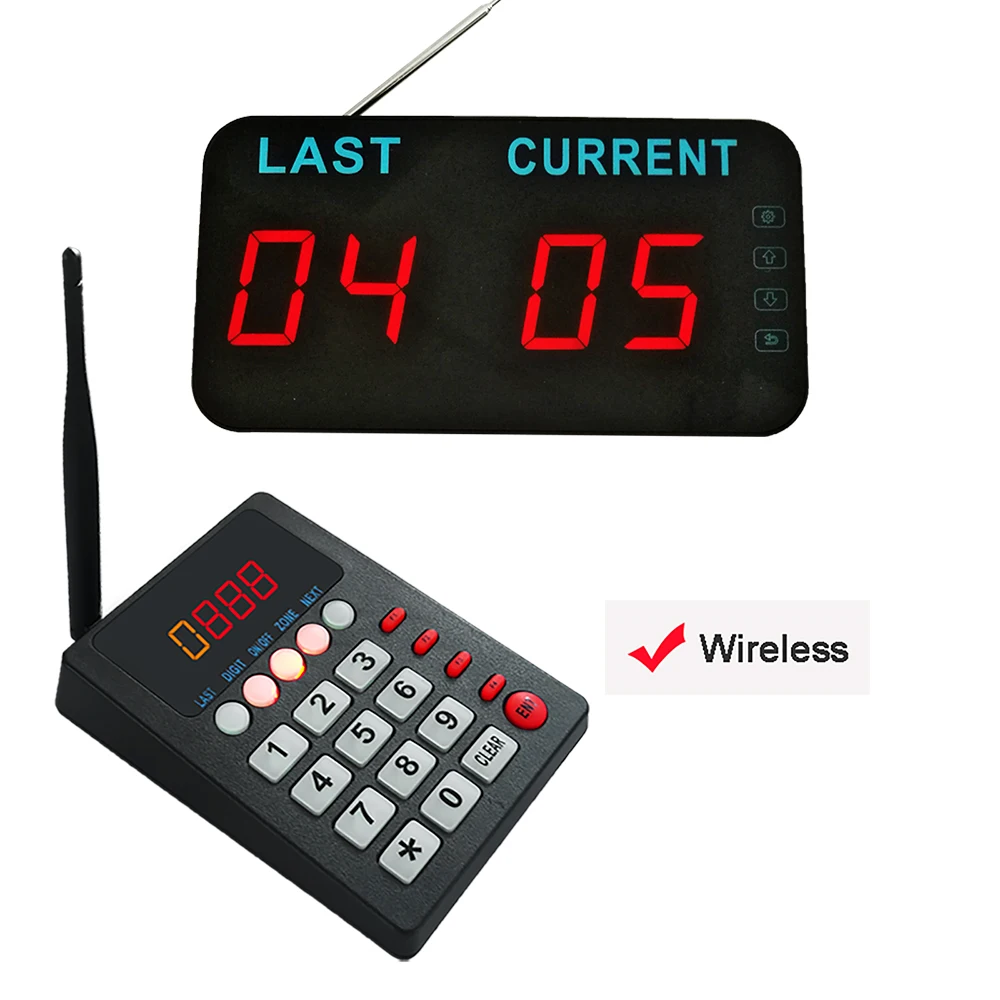 Automatic Queue Management System Wireless Calling System 1 Keypad Transmitter 1 Display Screen for Bank Service Center