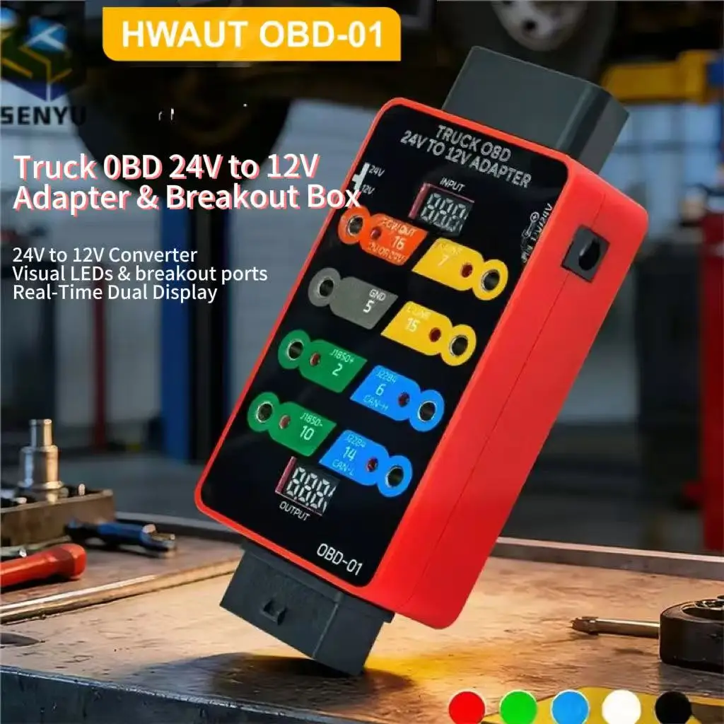Car OBD 24V To 12V Adapter Universal OBD Jumper Box Tester Professional Auto Repair Tools Fault Detection Instrument OBD-01