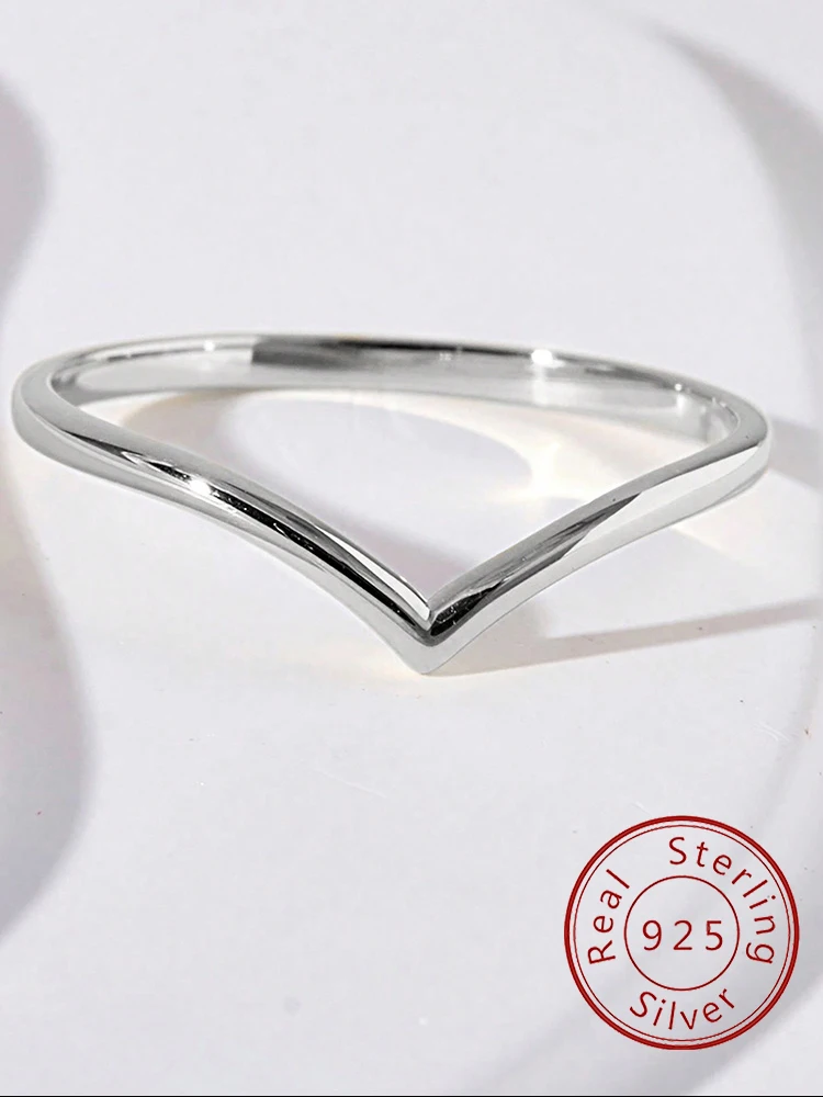 925 Sterling Silver Fashion Simplicity Classic Smooth V-shaped Ring For Women Engagement Wedding  High Quality Fine Jewelry