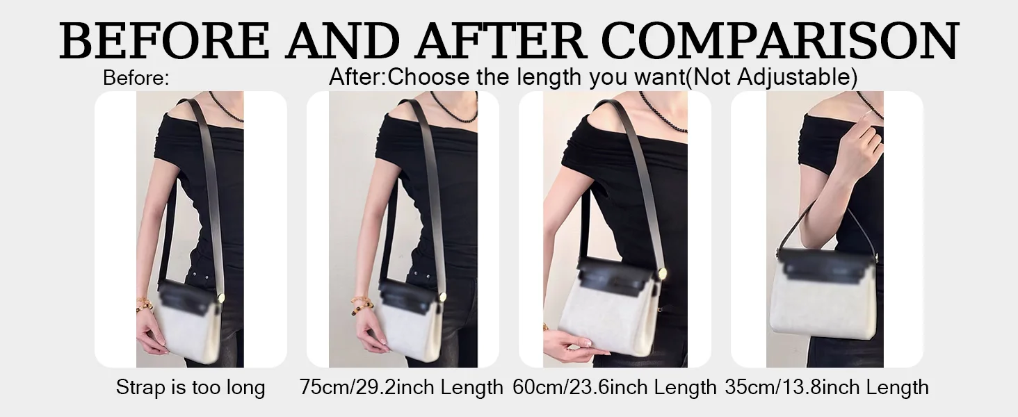 Genuine Leather Replacement Shoulder Strap for Herbag Zip Handbag Premium Imported Genuine Cowhide Short Replacement Strap