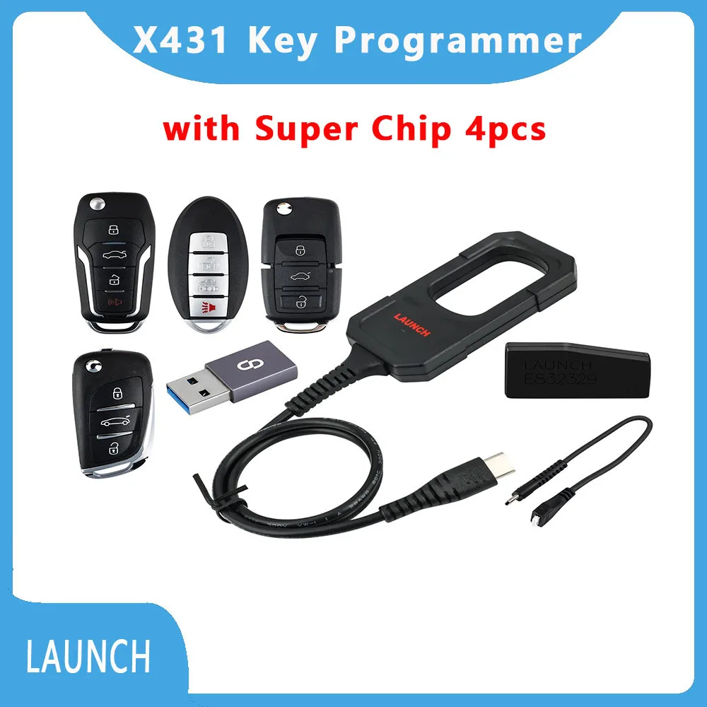 Launch X431 Key Programmer Remote Maker with Super Chip 4pcs Universal Remote Smart Key for X-431 IMMO Elite/IMMO Plus/PAD V