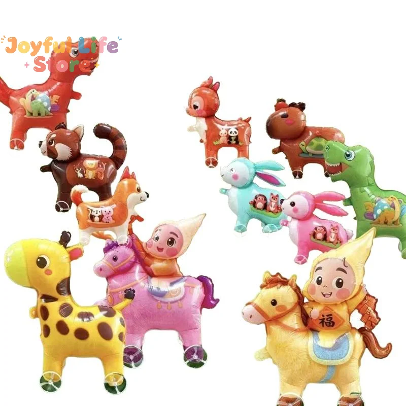 Hot Sale Walking Animal Foil Balloons With Wheels: Dinosaur, Rabbit, Dog Pet Balloons For Kids Birthday Party Decorations