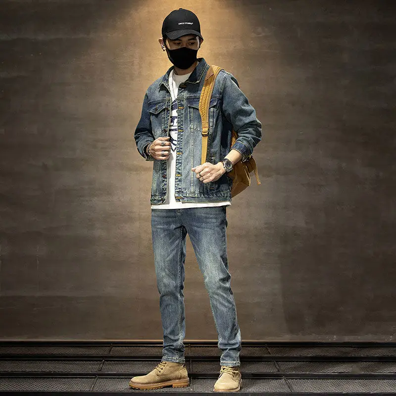 

2026 Spring Autumn Men's Classic Denim Two-Piece Jacket Pants Suit