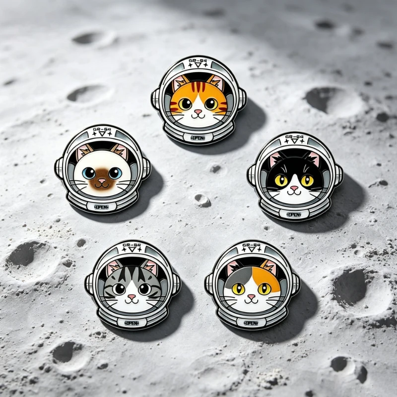 New Hot Cartoon Astronaut Cat Metal Brooch Commute Drop Oil Craft Cute Kitten Badge Pin DIY Clothing Bags Hat Accessory for Gift