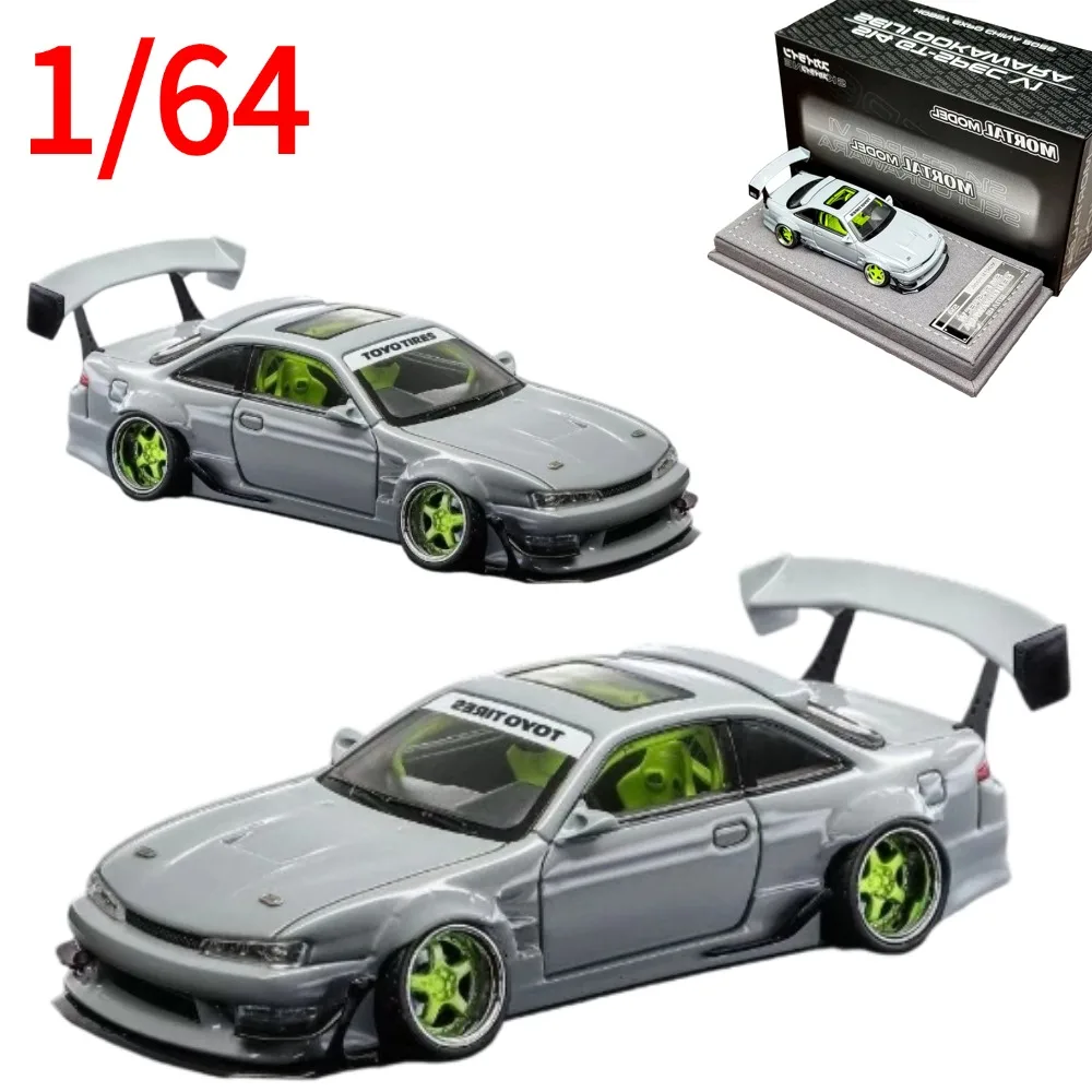 MORTAL Diecast 1:64 Scale Nissan S14 Cement Grey Limited Alloy Car Model Play Vehicles Collectible Model Cars Toys for Boys Gift