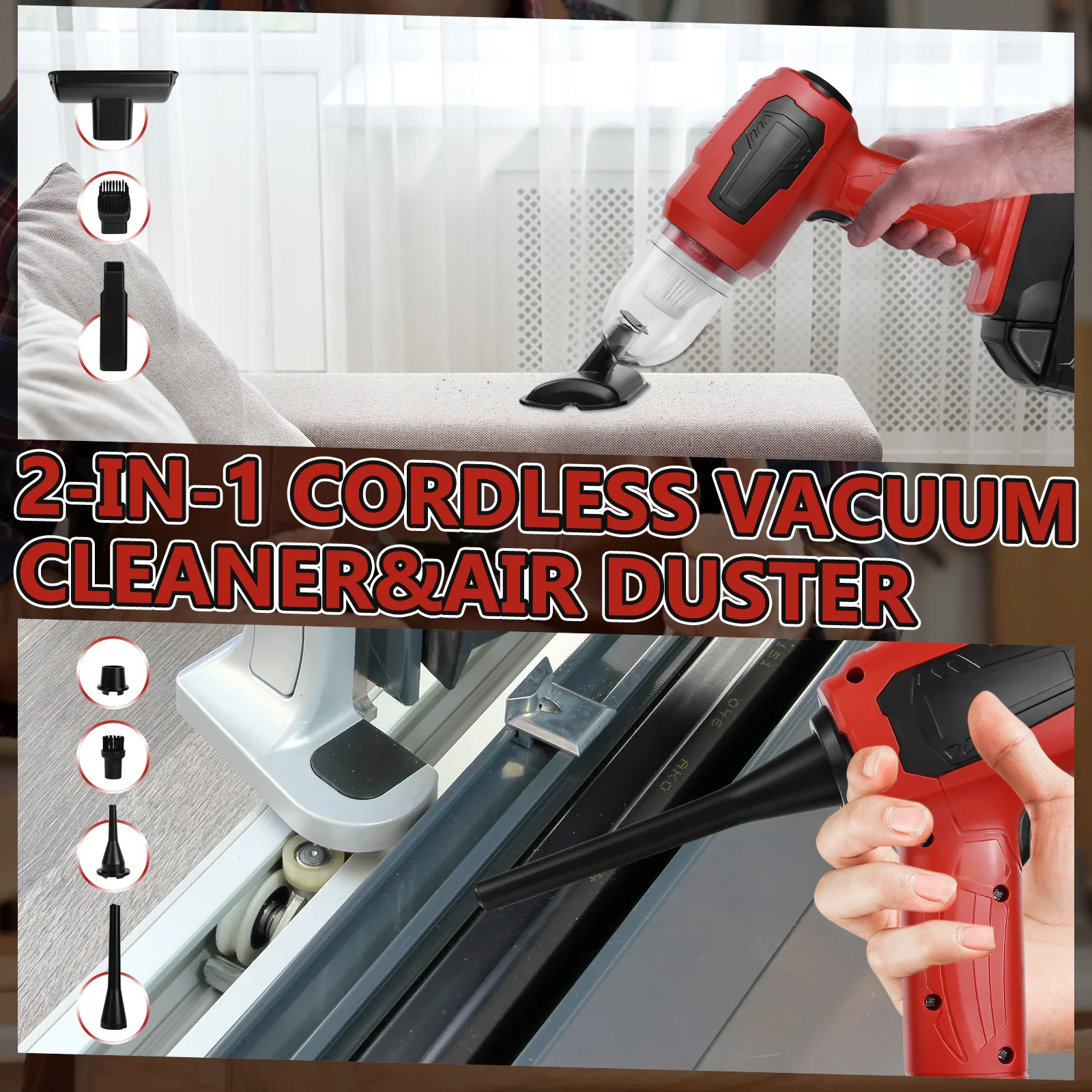 Cordless Mini Vacuum Cleaner for Milwaukee 18V Battery 2-in-1 Handheld Vacuum Cleaner and Air Duster with Multi-Nozzles
