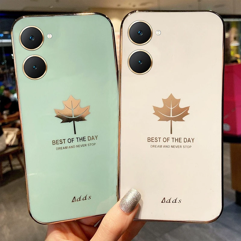 

Skinlee Case For VIVO Y03 4G Electroplate Maple Leaf Bezel Silicone Soft Shell For VIVO Y02 Y02A Cover