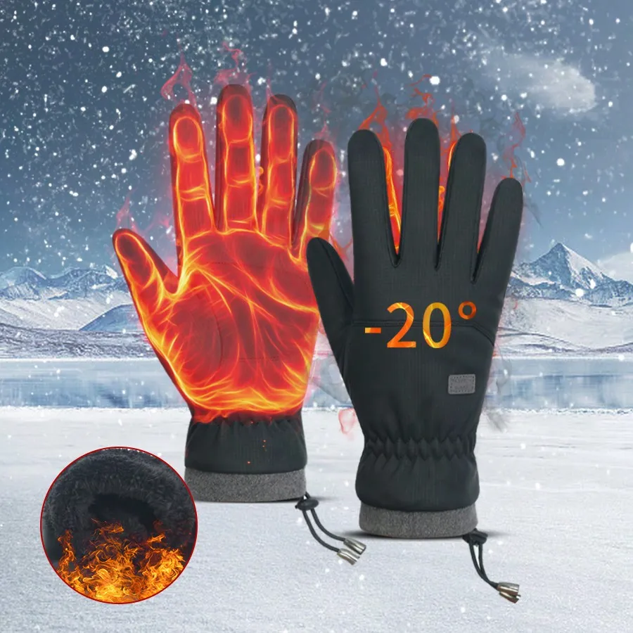 1 Pair Unisex Winter Outdoor Skiing Sports Gloves, Windproof, Warm, Non-Slip, Touch Screen, Driving, Riding Gloves,Black Gloves Thermal, Winter Gloves, Hand Warmer, Ski Gloves, Snow Gloves