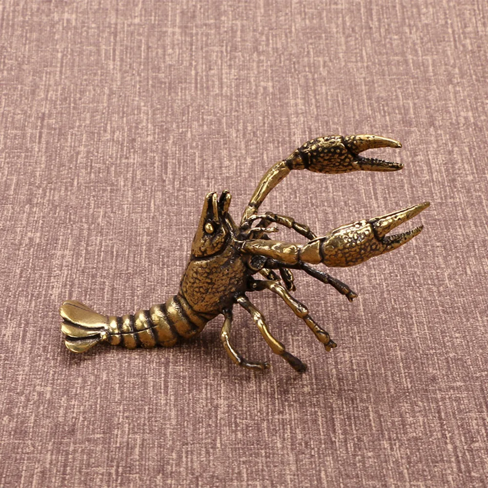 Brass Lobster Trinket Solid Copper Cast Tea Pet Copper Art Antique Wrapping Pulp Play Collection of Old Copper Carving Artifacts