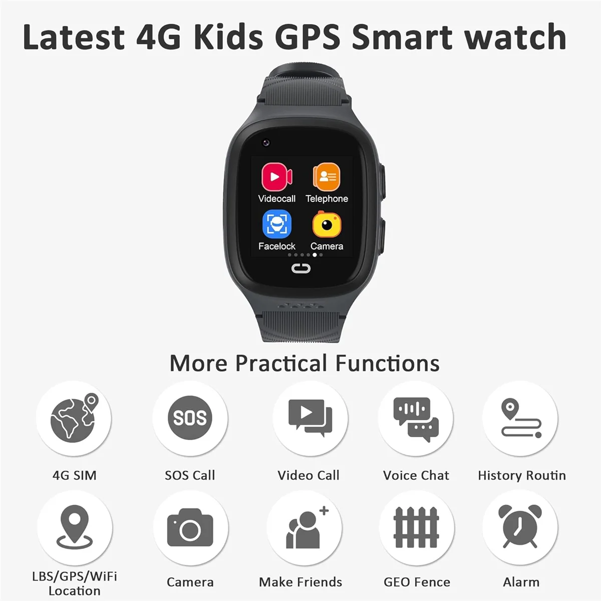 Smart Watch per bambini 4G con localizzatore GPS e videochiamate, chiamata SOS a una chiave con Chat vocale fotocamera GPS Tracker Watch per bambini