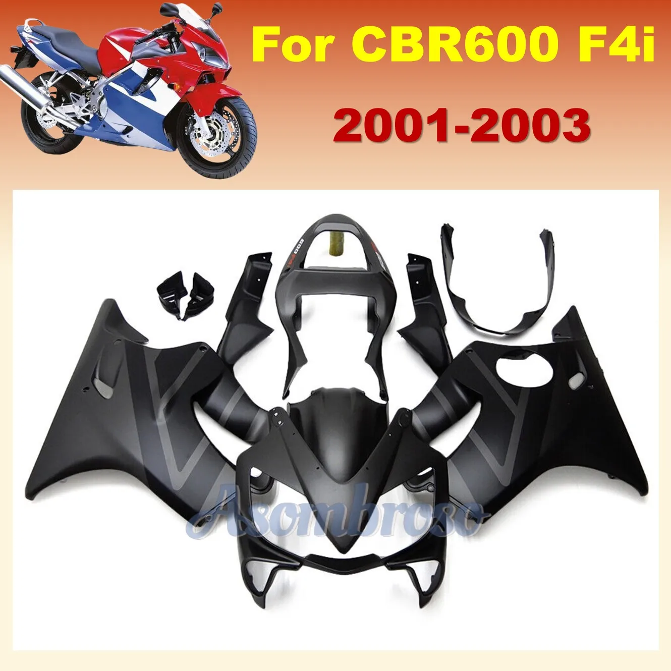 

Perfect Fit Fairing Kit For CBR 600 F4I 2001 2002 2003 Fairings CBR600F4I 01 02 03 Matte Black