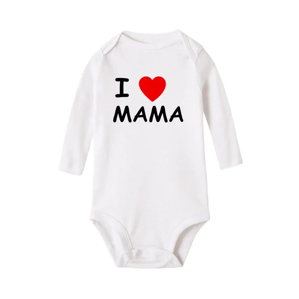 0-24m Baby Bodysuit for Newborns Boy and Girls Clothes Long Sleeves I Love MAMA PAPA Twins Baby Clothes Kids Jumpsuit Bodysuit